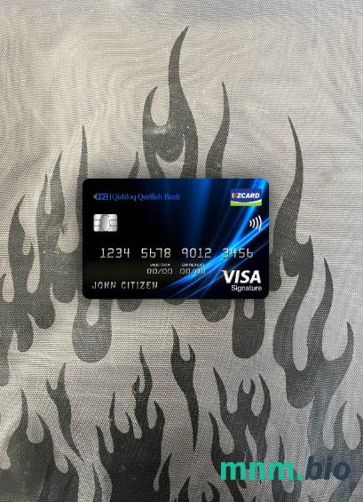Uzbekistan Qishloq Qurilish bank visa signature card wygląd fotograficzny skan PSD + zdjęcie